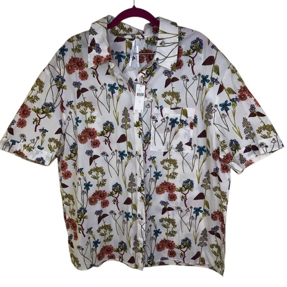 By Anthropologie floral oversized Short-Sleeve Pajama Top size M - Picture 2 of 9